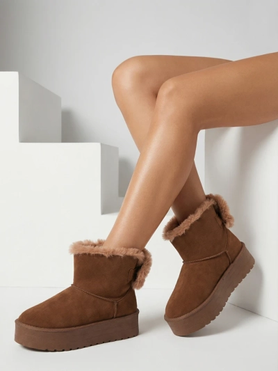 Жіночі черевики Royalfashion a'la snow boots коричневого кольору Goroggo