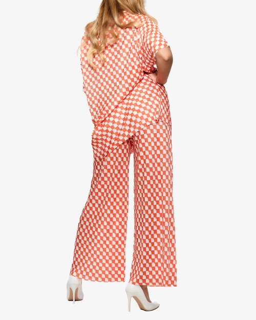 Помаранчевий жіночий плісирований візерунчастий комплект - Одяг