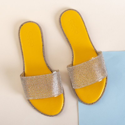 Gelbe Damenpantoffeln mit Zirkonia Verina - Schuhe