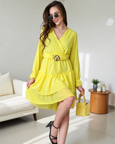 Royalfashion Damen-Minikleid mit Rüschen und Wickelausschnitt