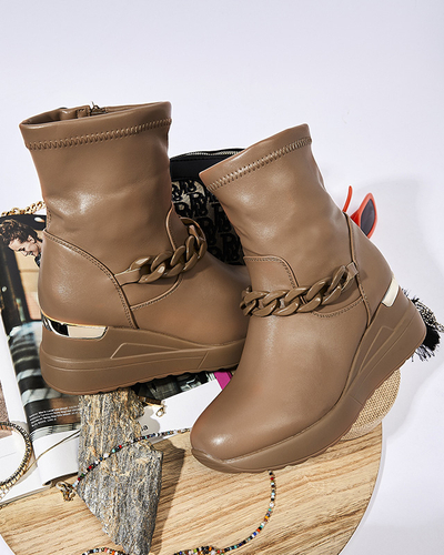 Hellbraune Damenstiefel auf Anker mit Kette Fefricca- Footwear