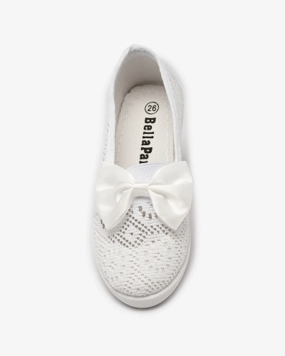 Weiße Slipper für Mädchen mit Schleife Sweet Time - Footwear
