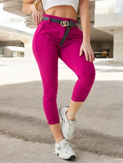 Royalfashion Damen Viskose Skinny-Hose mit Gürtel