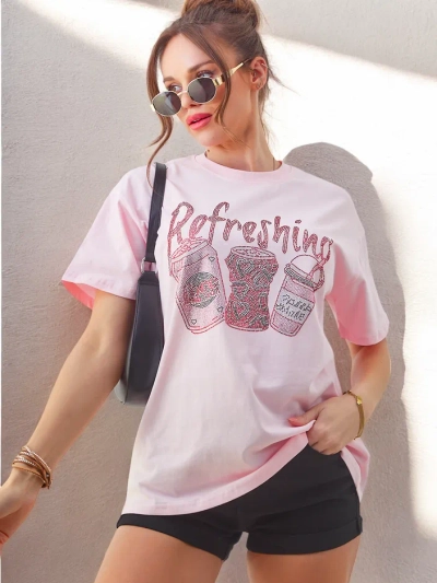 Royalfashion Baumwoll-Damen-T-Shirt mit Strassdruck