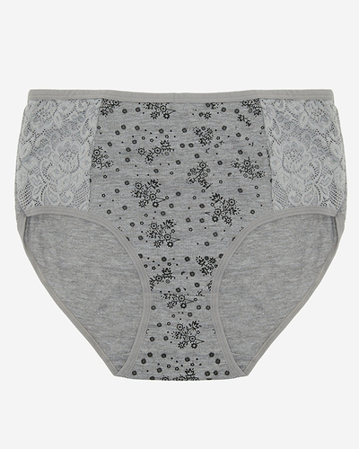 Grauer Damenslip aus Baumwolle mit PLUS SIZE-Aufdruck - Unterwäsche