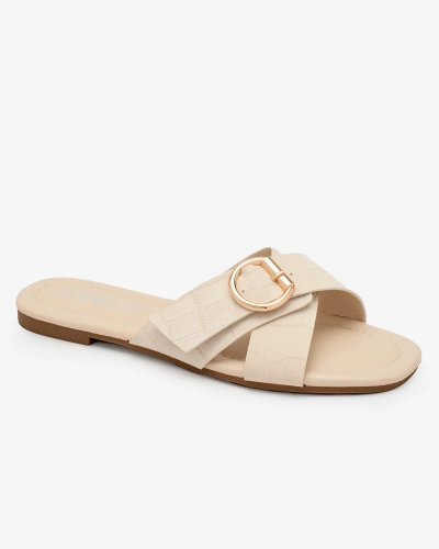 Royalfashion Beige Damen-Flip-Flops mit Prägung Koceva