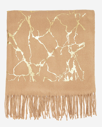 Brauner Damenschal mit goldenen Verzierungen - Accessoires