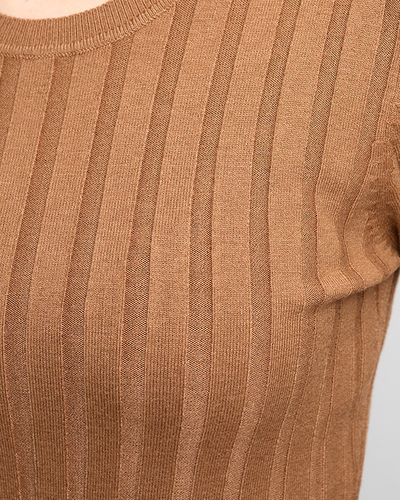 Braun gestreifter Damenpullover - Bekleidung