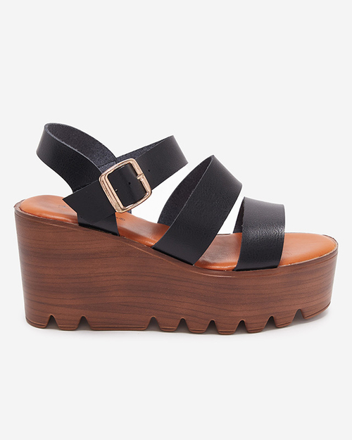 Чорні жіночі босоніжки на танкетці Asorika- Взуття