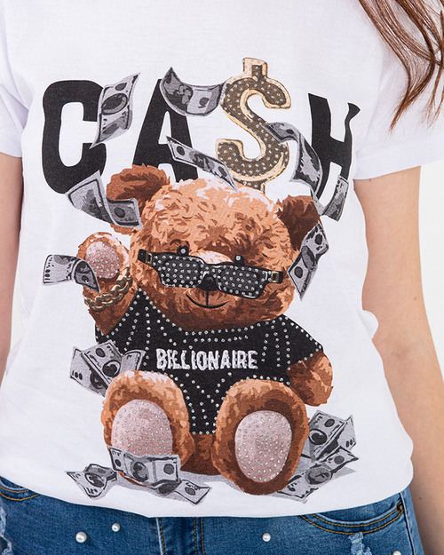 Біла жіноча футболка з принтом