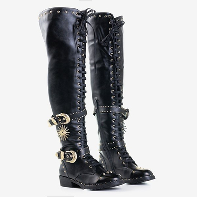 Schwarze Stiefel mit goldenen Ornamenten Antanasia - Footwear