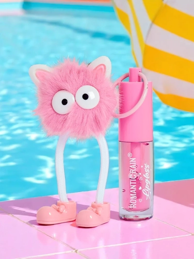 Lipgloss für Kinder mit einem flauschigen Monster Dunkelpink