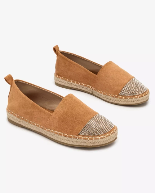 OUTLET Royalfashion Світло-коричневі жіночі еспадрильї з цирконами Iterica