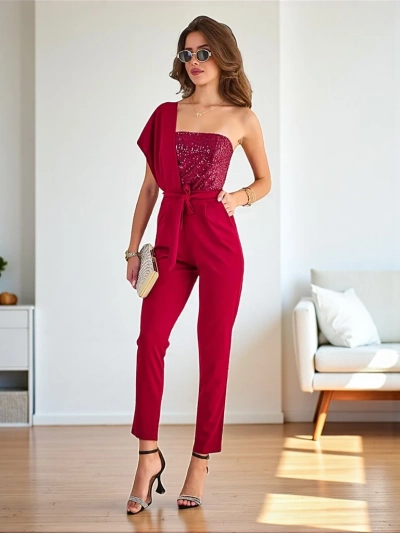 Royalfashion Langer Damenoverall mit Zirkonen