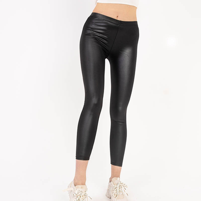 Schwarze Öko-Leder-Leggings für Damen - Kleidung