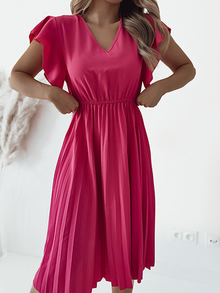 Royalfashion Damen plissiertes Midikleid