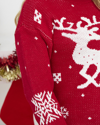 Rotes Kleid im Pullover-Stil mit Weihnachtsprint - Kleidung