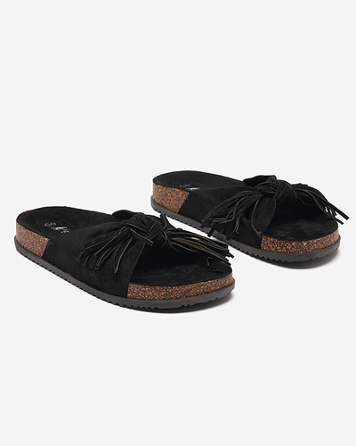 Damen Flip-Flops mit Quasten in schwarz Guttis- Footwear