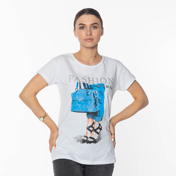 Weißes Damen-T-Shirt mit FASHION- Clothing Aufdruck