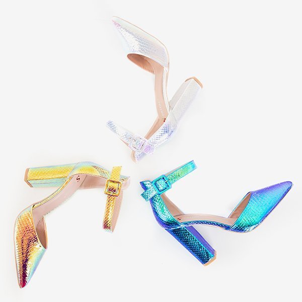 Holographische blaue Pumps a'la Schlangenhaut Monifik - Schuhe