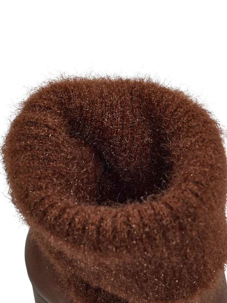 Damen Stiefeletten aus Öko-Leder mit Blockabsatz und Strick Tirave