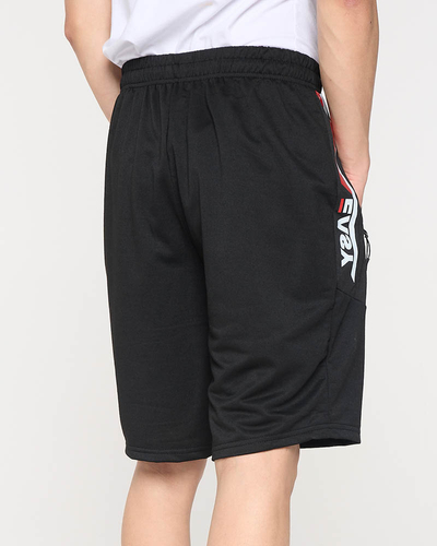 Schwarze Herren-Sportshorts mit Aufschriften - Kleidung