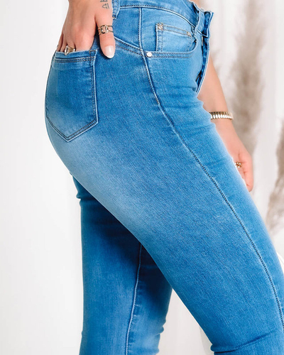 Blaue Röhrenjeans für Damen - Kleidung