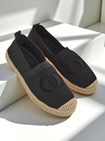 Damen Espadrilles Atena schwarz – flacher Absatz, ökologisches Wildleder