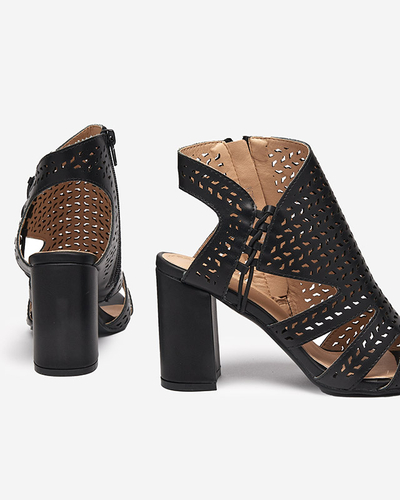 Schwarze durchbrochene Damensandalen Mofera - Schuhe