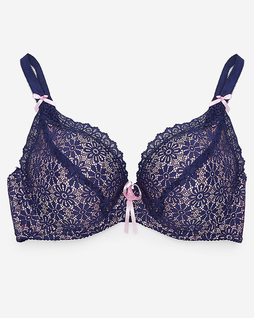 Синьо-рожевий жіночий мереживний бюстгальтер