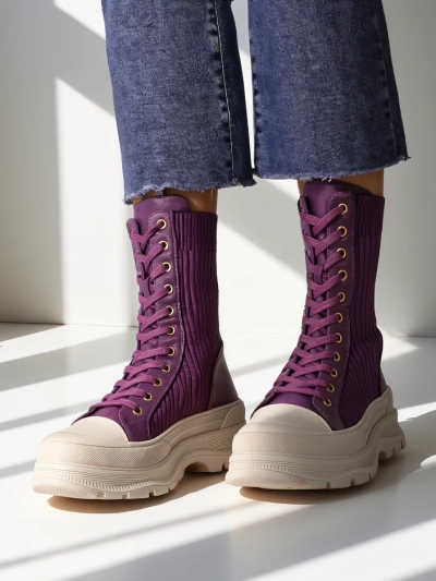 Royalfashion Damen High Worker Boots Fosilla