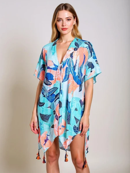 Парео Callista Royalfashion різнокольорове до колін з V-подібним вирізом