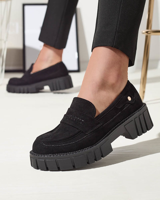 Schwarze Öko-Wildleder-Mokassins für Damen Siherta- Footwear