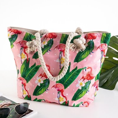 Bunte Strandtasche mit Flamingos - Handtaschen