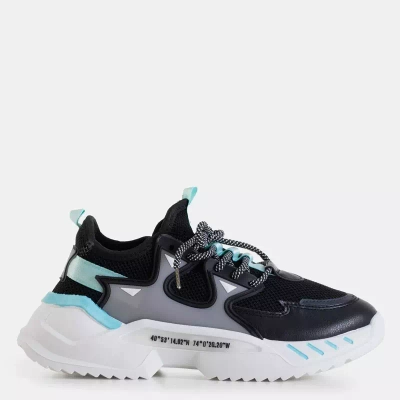 OUTLET Schwarze Herren-Sneaker mit mintfarbenen Gain-Elementen - Schuhe