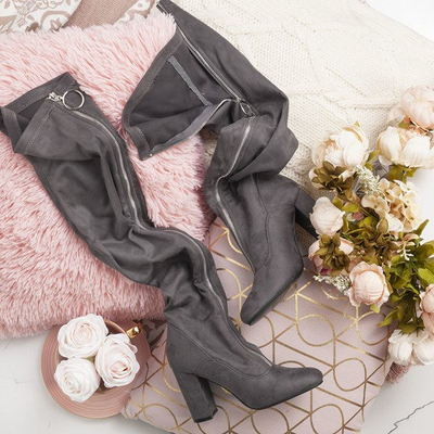 Graue Stiefel mit Reißverschluss vorne Layla - Footwear