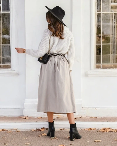 Royalfashion Damen-Midirock a' la Cord