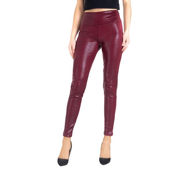 Kastanienbraune Treggings für Frauen mit glänzendem Besatz - Kleidung