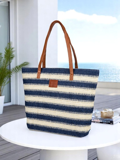 Royalfashion Велика солом'яна жіноча сумка Straw Stripe