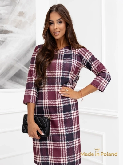 Damen Mini Kleid mit Karomuster und Taschen Violetta