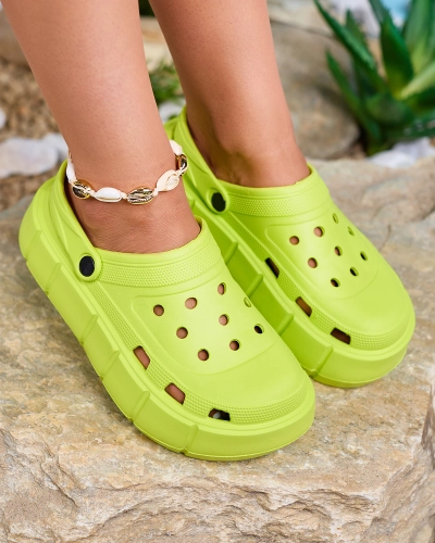 Royalfashion Neongrüne Damen-Flip-Flops mit durchbrochener Verzierung Mightty
