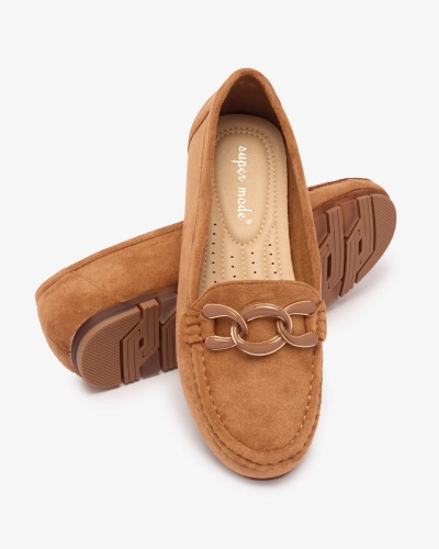 Damen Mokassins in Kamelfarbe mit Kette Lertika - Schuhe