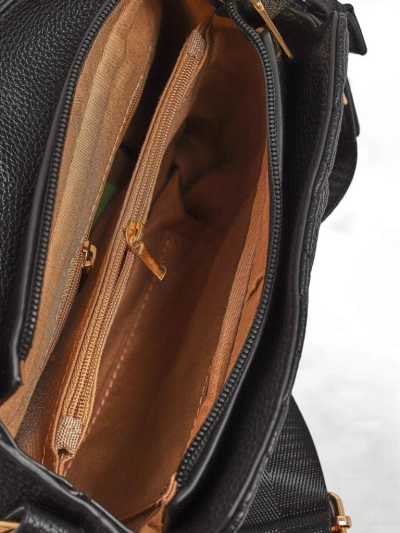 Schwarze Damenhandtasche Demetra aus ökologischem Lackleder, elegant