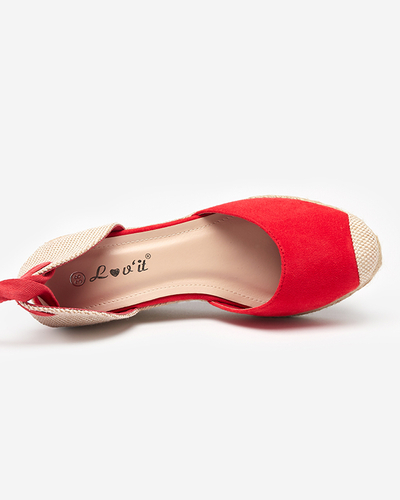 Rote Damensandale mit Keilabsatz Nereda - Sandalette