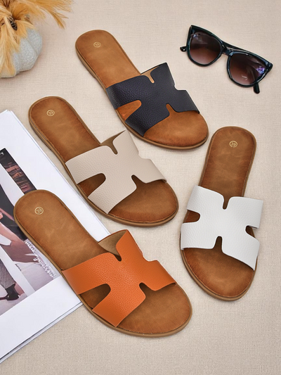 Royalfashion Damen-Pantoletten mit flacher Sohle, lässiger Stil