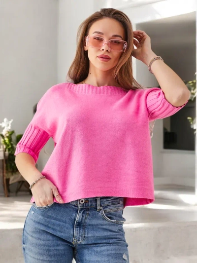 Royalfashion Damen Viskosepullover mit kurzen Ärmeln