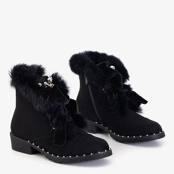 Schwarze Arbeiterinnen mit Fell Minuf - Schuhe