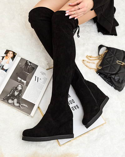 Royalfashion Damen Overknee-Stiefel aus Öko-Wildleder Essonel