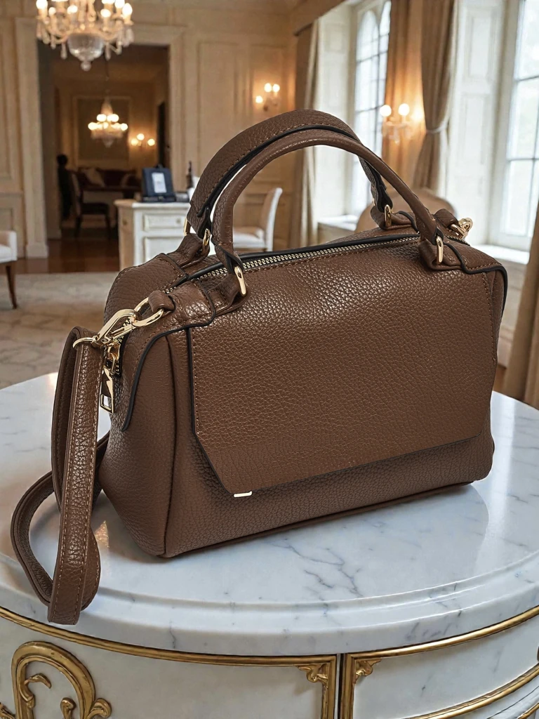 Damenhandtasche Flora Dunkelbraun Leder Elegant