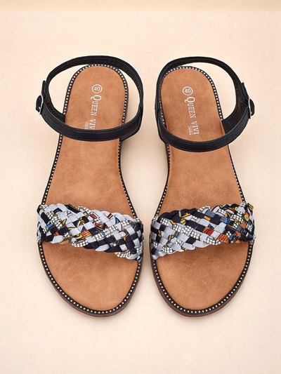 Royalfashion Damen Sandalen mit flacher Sohle ColorStrap